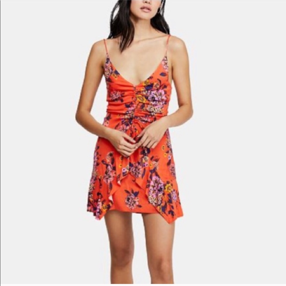 Free people happy heart ruched mini dress